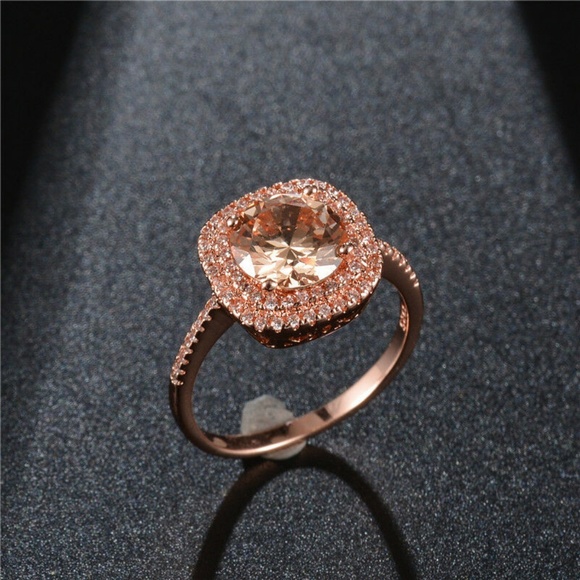 Rose Gold Filled Round Cut Champagne Crystal New - Picture 4 of 5